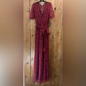NWT Baltic Born size Small Marseille Embossed Maxi Lace Floral Mulberry Dress